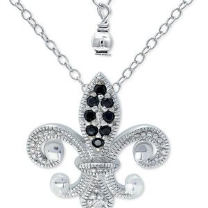 NWT. Giani Bernini pendant. Cubic Zirconia Fleur-de-Lis 18" sterling sil…